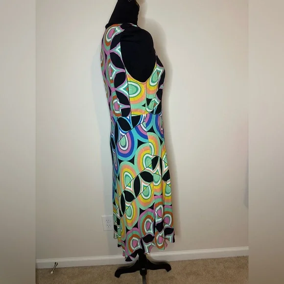 Anthropologie Kenzie Asymmetrical Dress- Groovy Multicolor- Retro Sz 8 NWT #785 - Picture 7 of 12